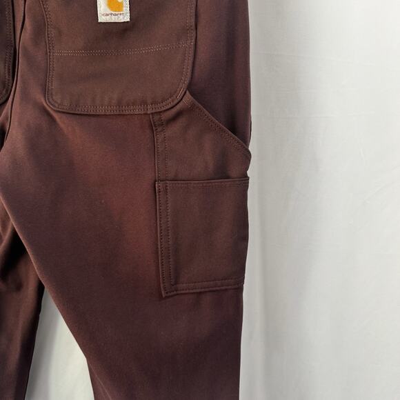 Carhartt Force Fitted Midweight Utility Legging Womens SMALL Brown Zip Pocket - Picture 9 of 13